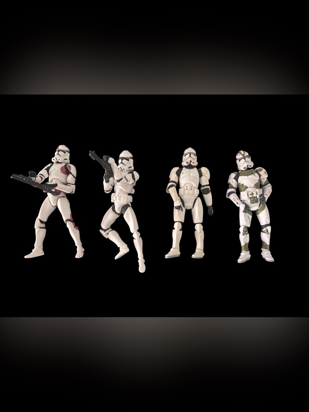 Hasbro White, Green and Red Clone Trooper Action Figure Set